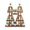 5-Tier 10 Potted Wood Plant Stand for Multiple Plants