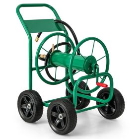 Garden Water Hose Reel Cart with 4 Wheels and Non-slip Grip