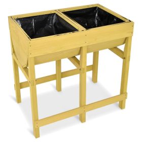 Raised Wooden Planter Vegetable Flower Bed with Liner