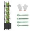 Raised Garden Bed with Obelisk Trellis and 3 Heights & Detachable PE-Coated Metal Tubes