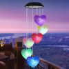 1pc Color Changing LED Solar Power Lamp Heart Wind Chimes Garden Decoration Yard Waterproof LED Light Lighting Hanging Decor (Heart)