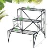 2-Tier Stair Style Metal Plant Stand for Indoor and Outdoor