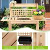 Garden Potting Bench Workstation Table with Sliding Tabletop Sink Shelves