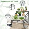 2-Tier Stair Style Metal Plant Stand for Indoor and Outdoor