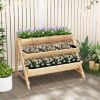 3-Tier Garden Bed with Storage Shelf, 2 Hanging Hooks and 3 Bed Liners