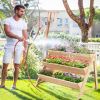 3-Tier Garden Bed with Storage Shelf, 2 Hanging Hooks and 3 Bed Liners