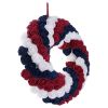 Independence Day Wreath Artificial Blue White Red Flower Hanging Garland for 4th of July Memorial Day Door Decoration