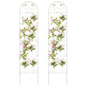 2 Pack 86.5 x 20 Inches Metal Garden Trellis for Climbing Plants (Color: White)