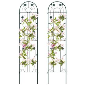 2 Pack 86.5 x 20 Inches Metal Garden Trellis for Climbing Plants (Color: Green)