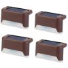 4Pcs Solar Powered LED Step Lights Outdoor IP55 Waterproof Dusk To Dawn Sensor Fence Lamps