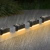 4Pcs Solar Powered LED Step Lights Outdoor IP55 Waterproof Dusk To Dawn Sensor Fence Lamps