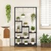 6-Tier Tall Plant Stand 71" Metal Indoor Plant Shelf with 10 Hanging Hooks